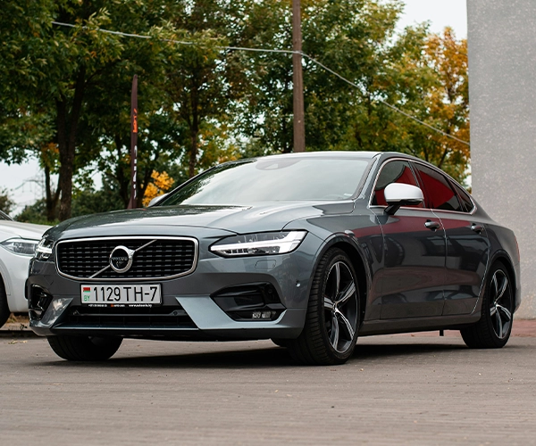 Grey Volvo parked on road